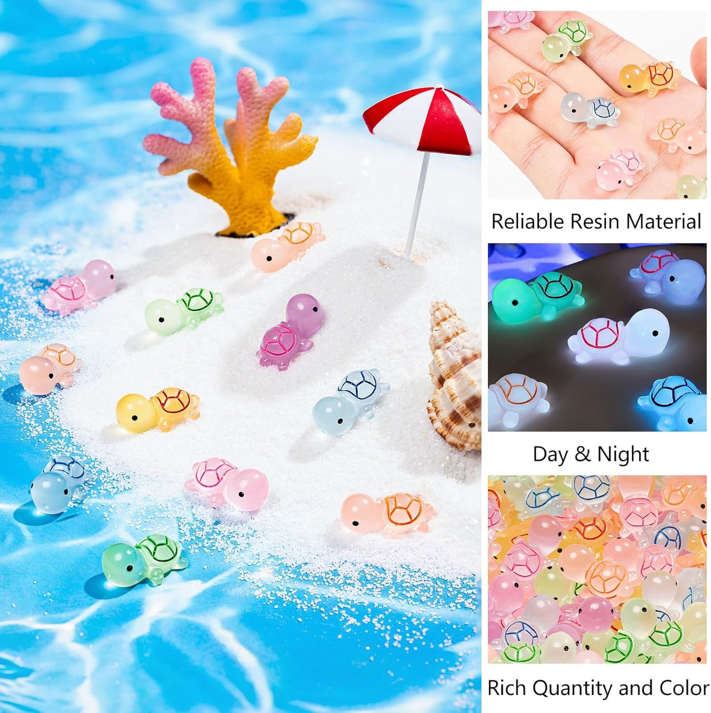 Connect Game) A-turtles🐢(luminous) Luminous Mini Resin Turtles Sea Turtles Figurines Glow in The Dark